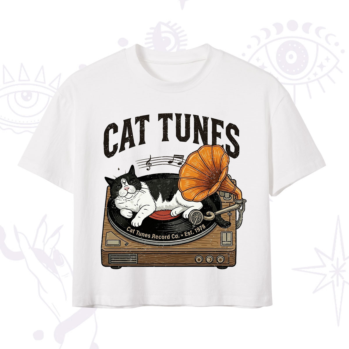 Purplehecate Cat Tunes Crop T-Shirt