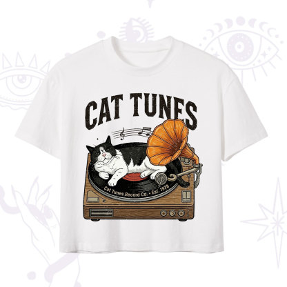 Purplehecate Cat Tunes Crop T-Shirt