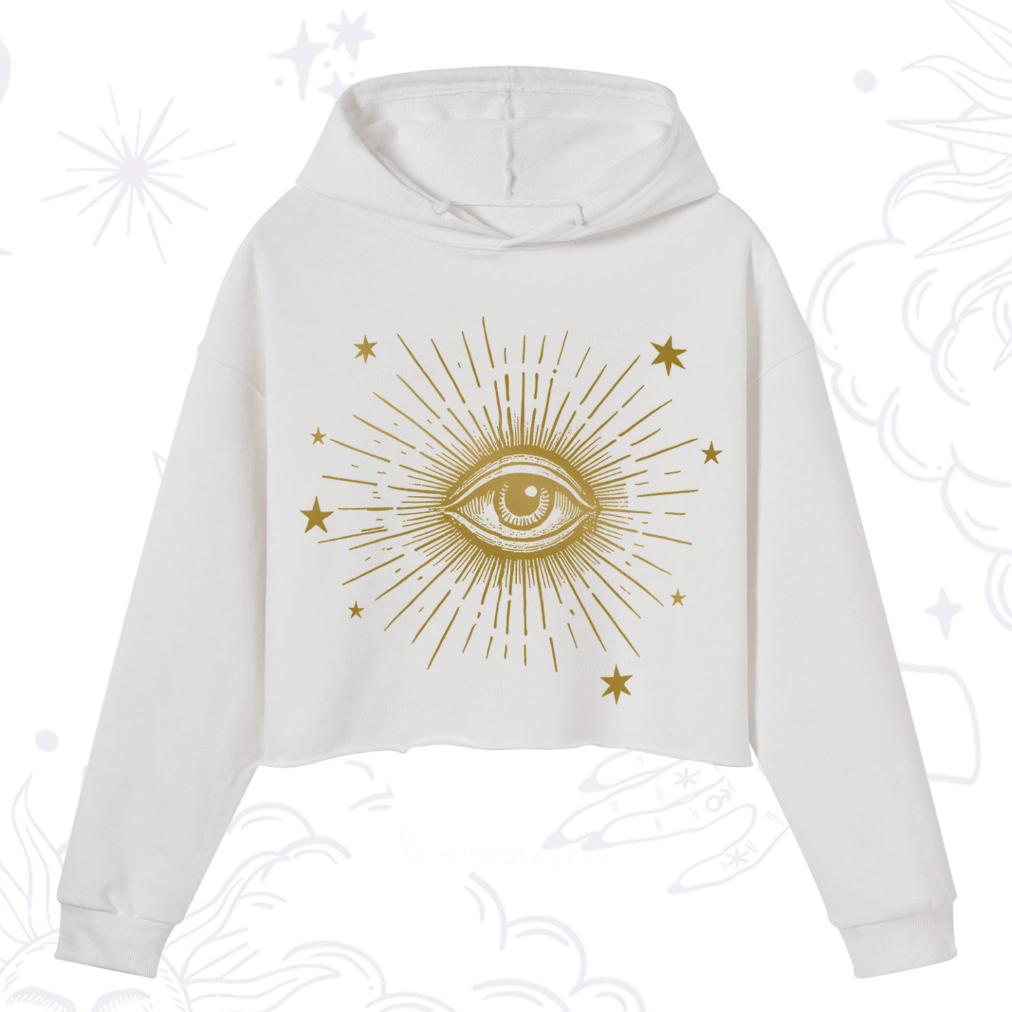 Purplehecate Celestial Eye with Stars Crop Hoodie
