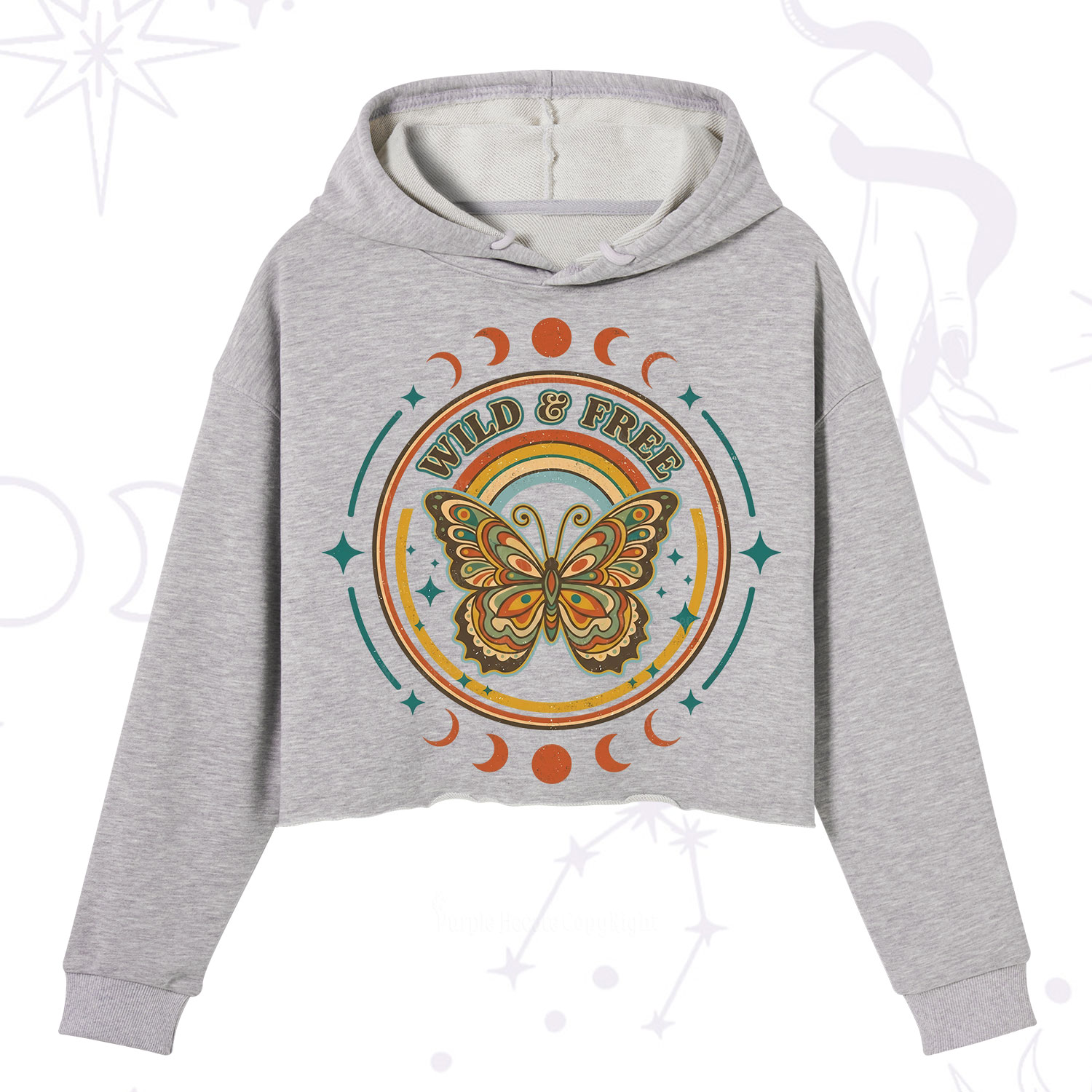 Purplehecate Wild And Free Butterfly Crop Hoodie