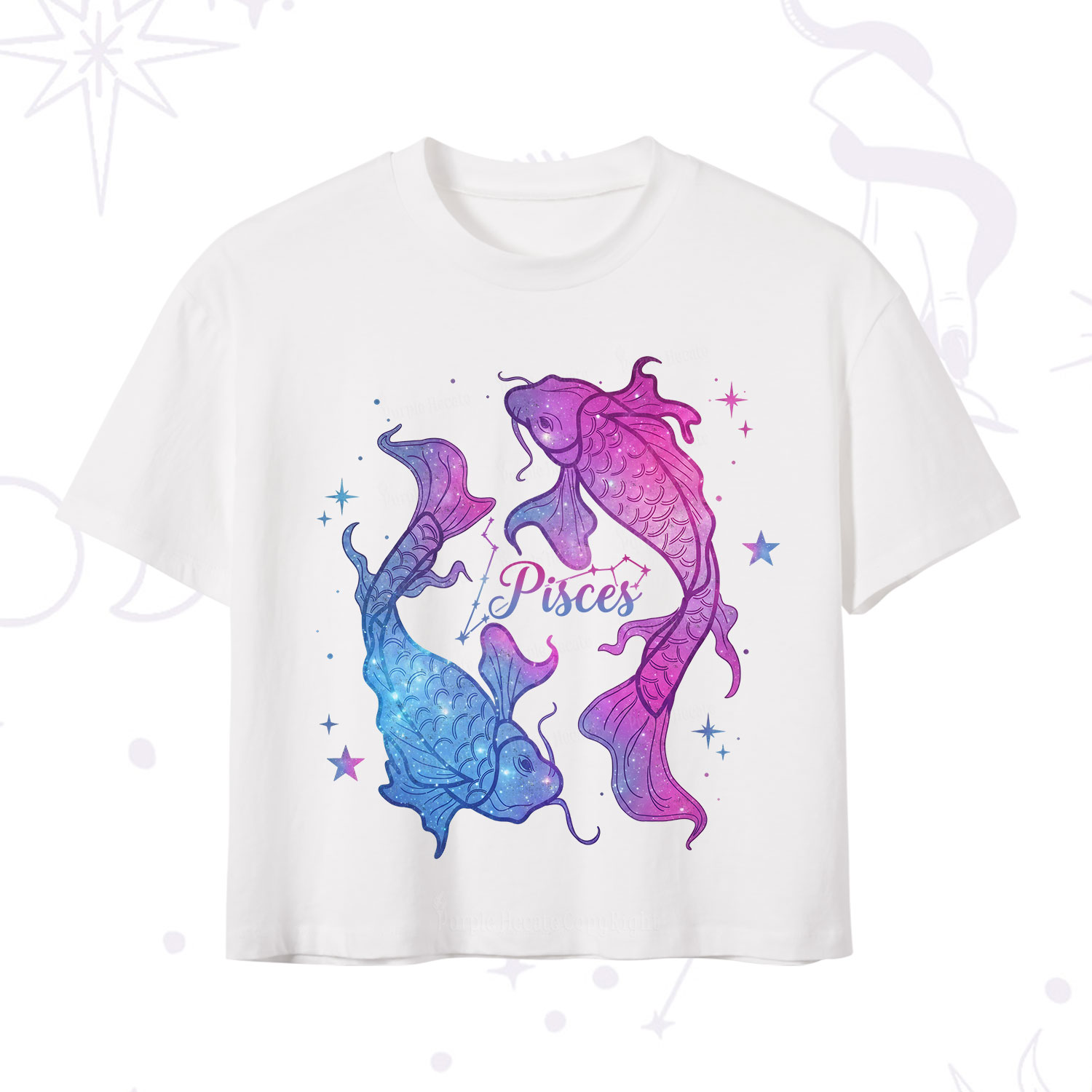Purplehecate Pisces Zodiac Crop T-Shirt