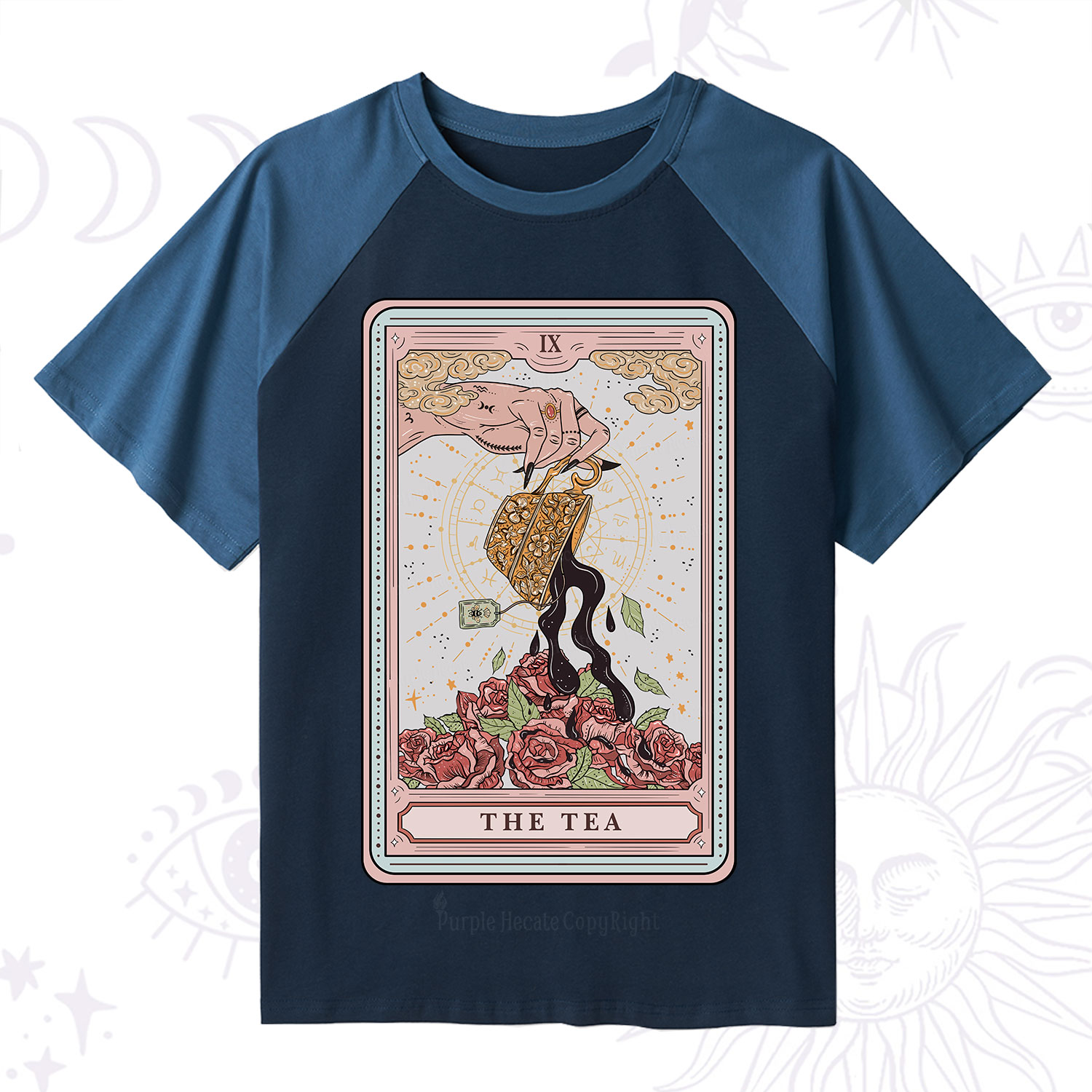 Purplehecate The Tea Food Tarot Raglan Short Sleeve T‑Shirt