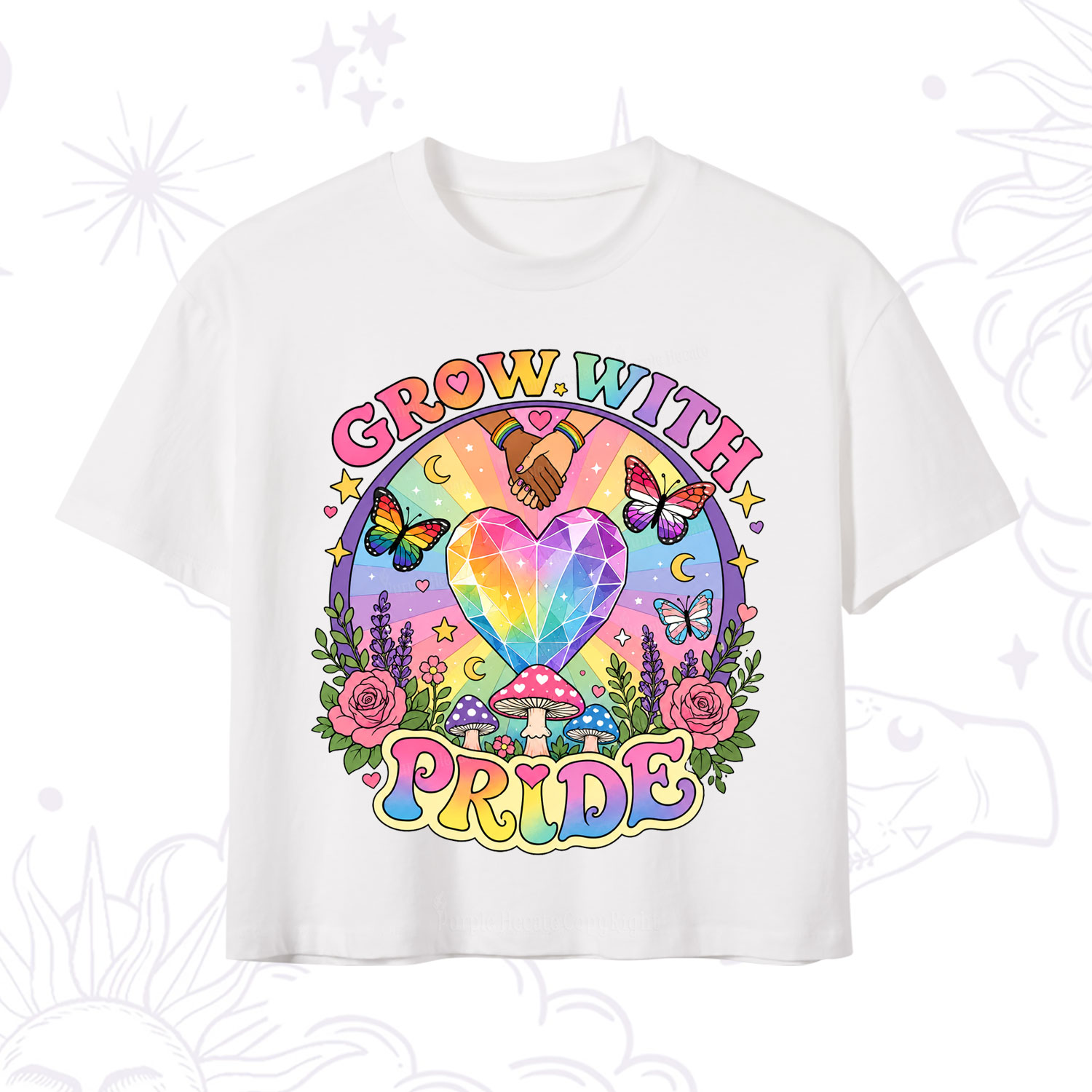 Purplehecate Grow With Pride Rainbow Heart Crop T-Shirt
