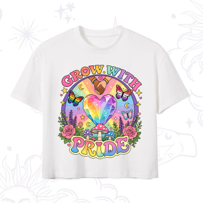 Purplehecate Grow With Pride Rainbow Heart Crop T-Shirt