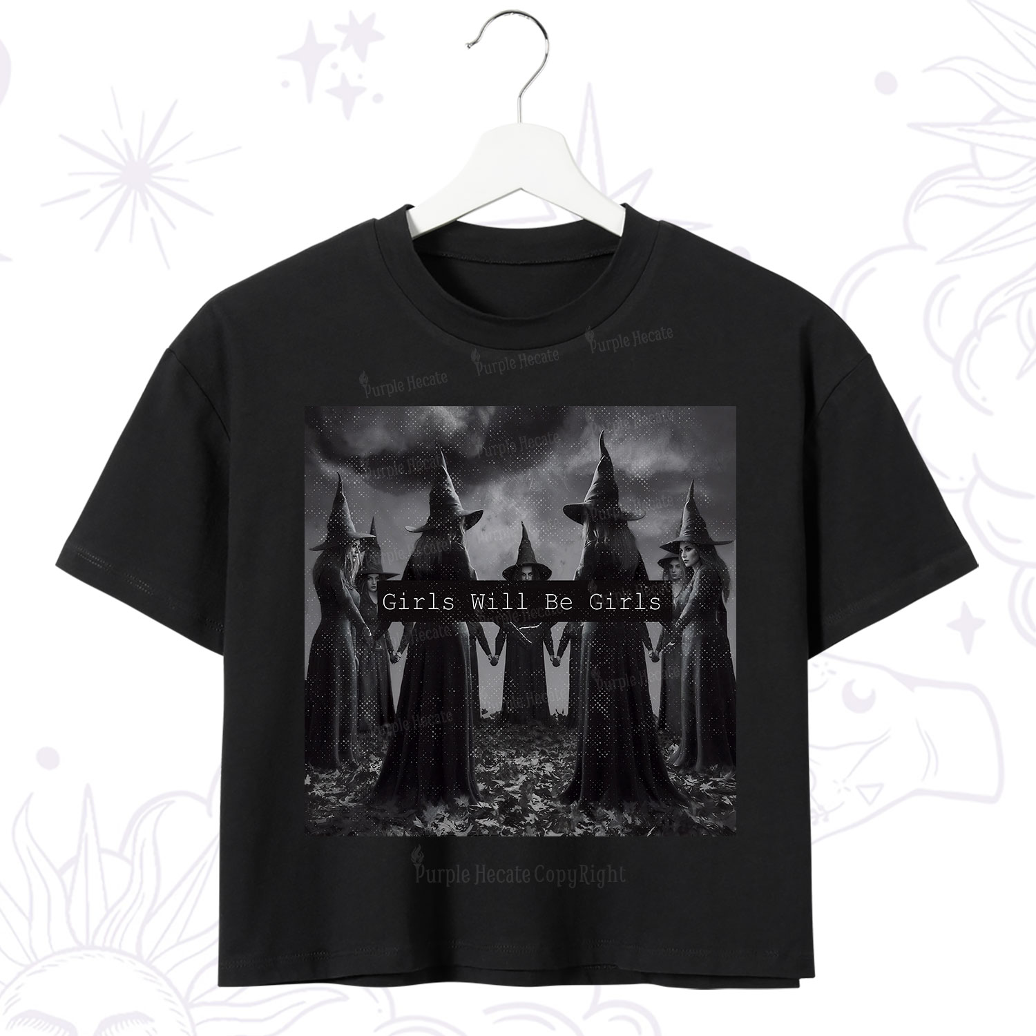 Purplehecate Vintage Girls Will Be Girls Witch Crop T-Shirt