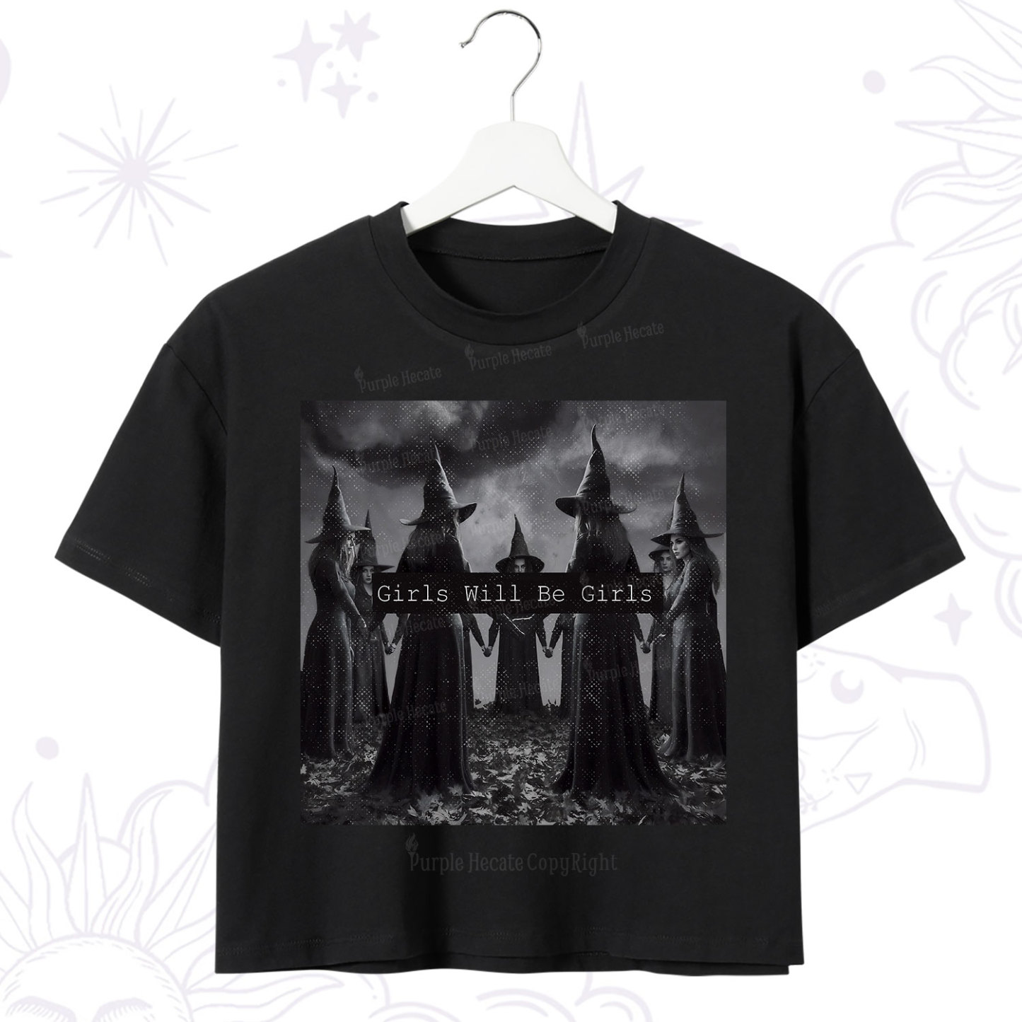Purplehecate Vintage Girls Will Be Girls Witch Crop T-Shirt