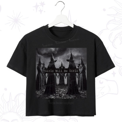 Purplehecate Vintage Girls Will Be Girls Witch Crop T-Shirt