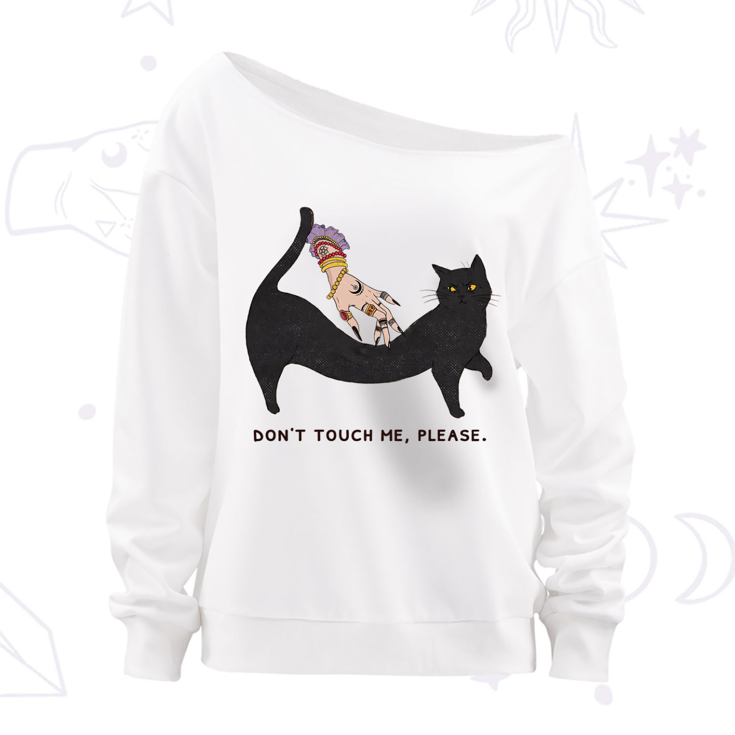 Purplehecate Don't Touch Me Off The Shoulder Sweatshirt
