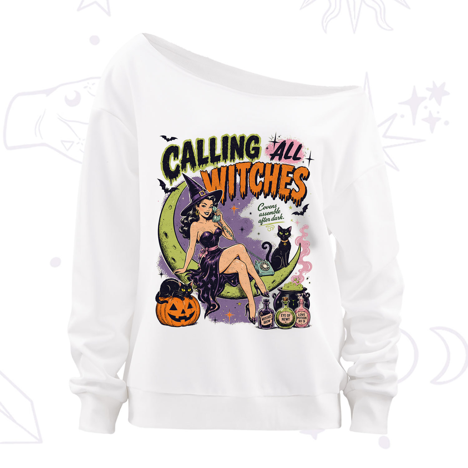 Purplehecate Calling All Witches Halloween Off The Shoulder Sweatshirt