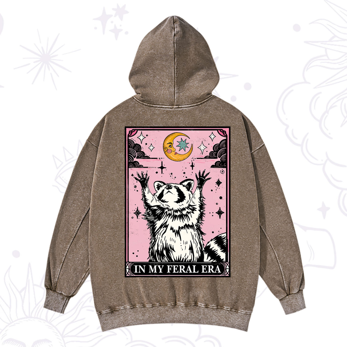 Purplehecate The In My Feral Era Tarot Raccoon Washed Hoodie