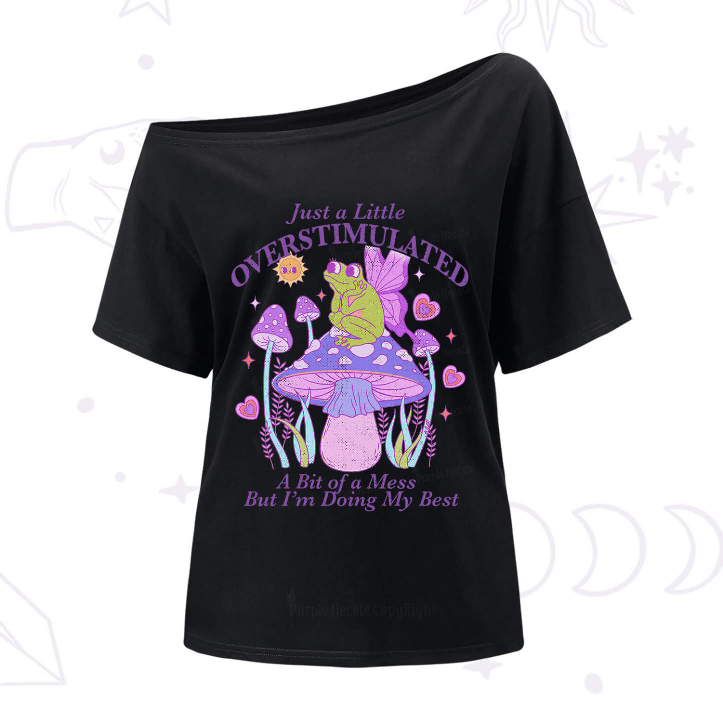 Purplehecate Just a Little Overstimulated Frog One Shoulder T-Shirt