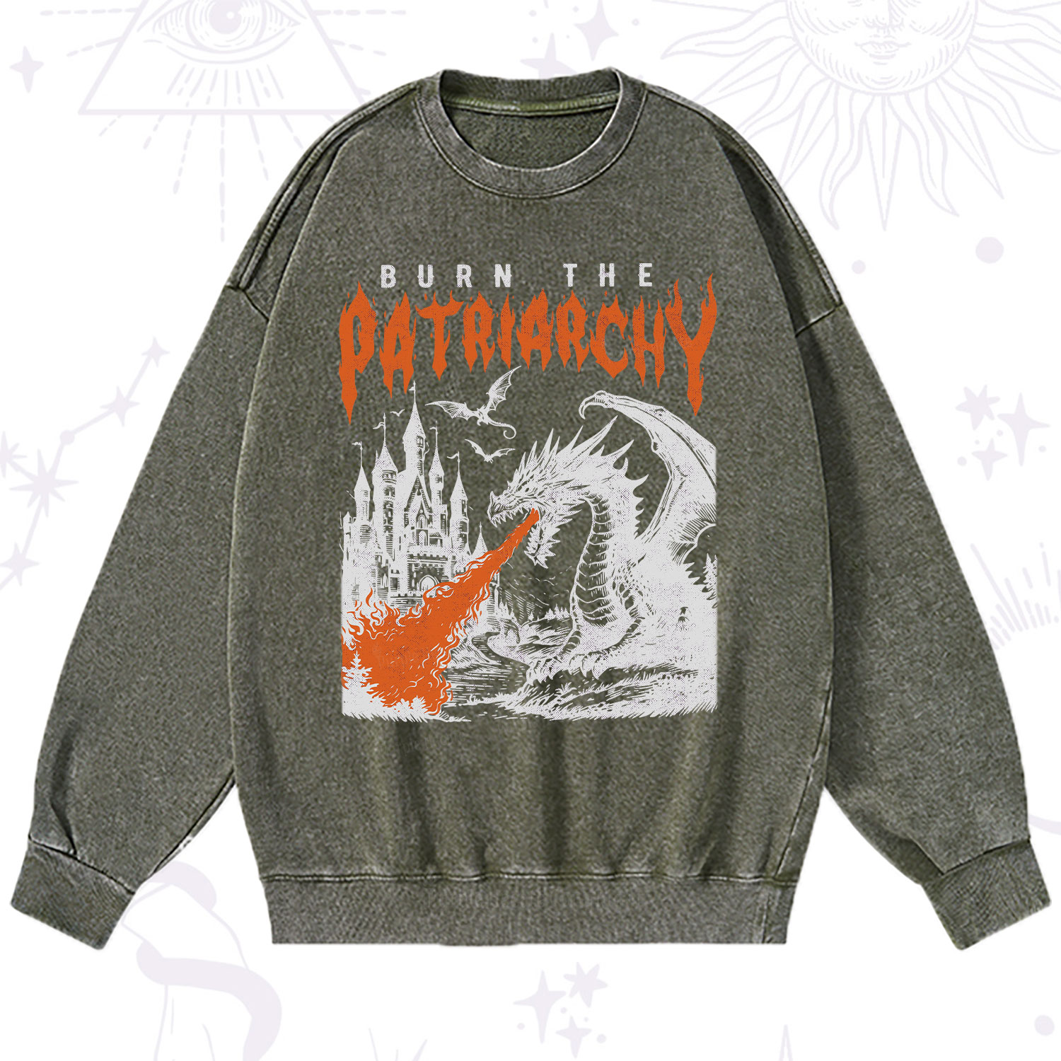 Purplehecate Burn the Patriarchy Dragon Washed Sweatshirt