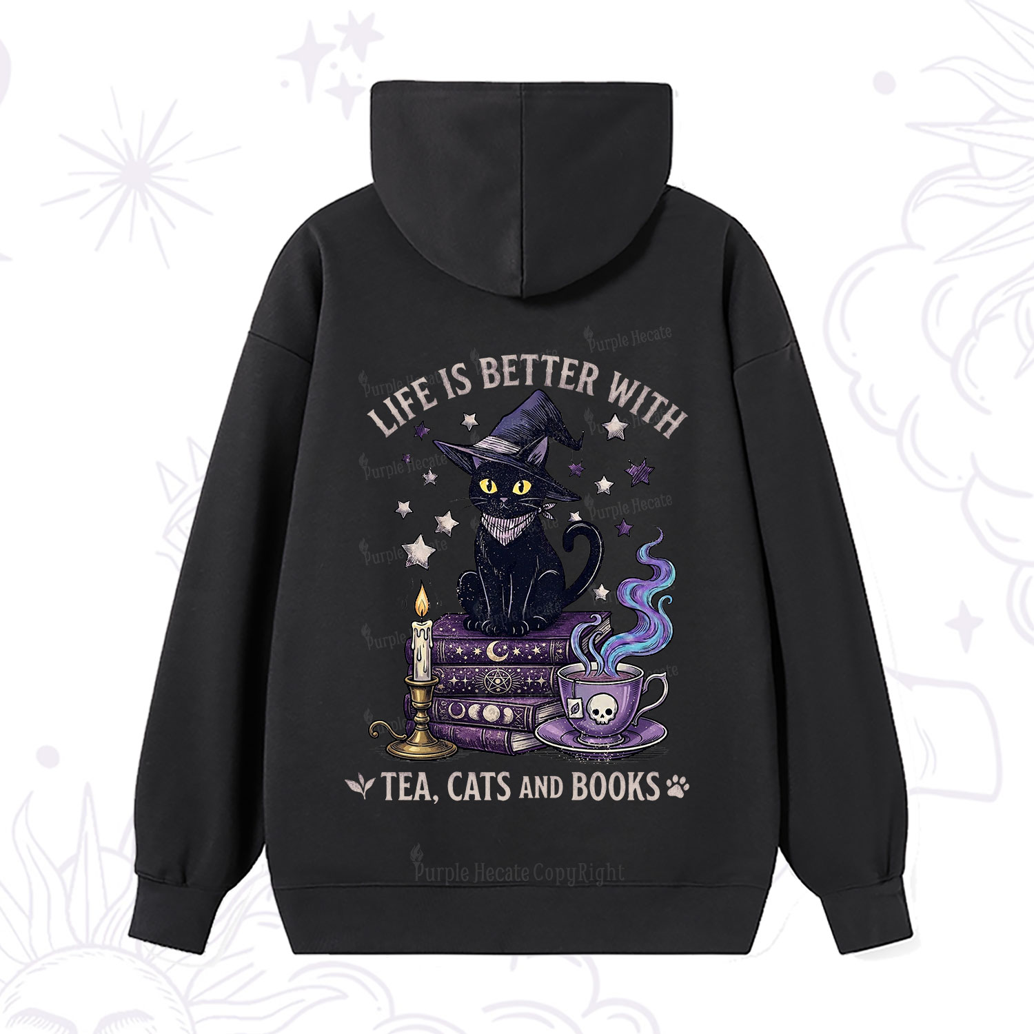 Purplehecate Life Is Better With Cats And Books Hoodie