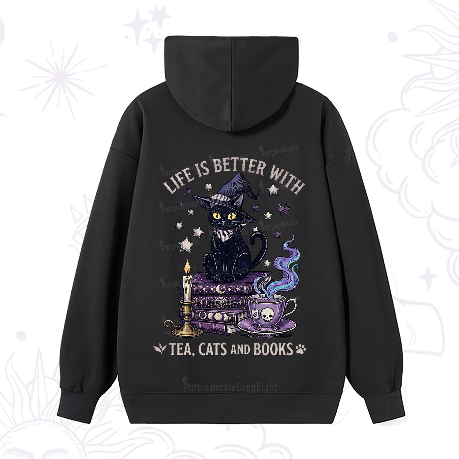 Purplehecate Life Is Better With Cats And Books Hoodie