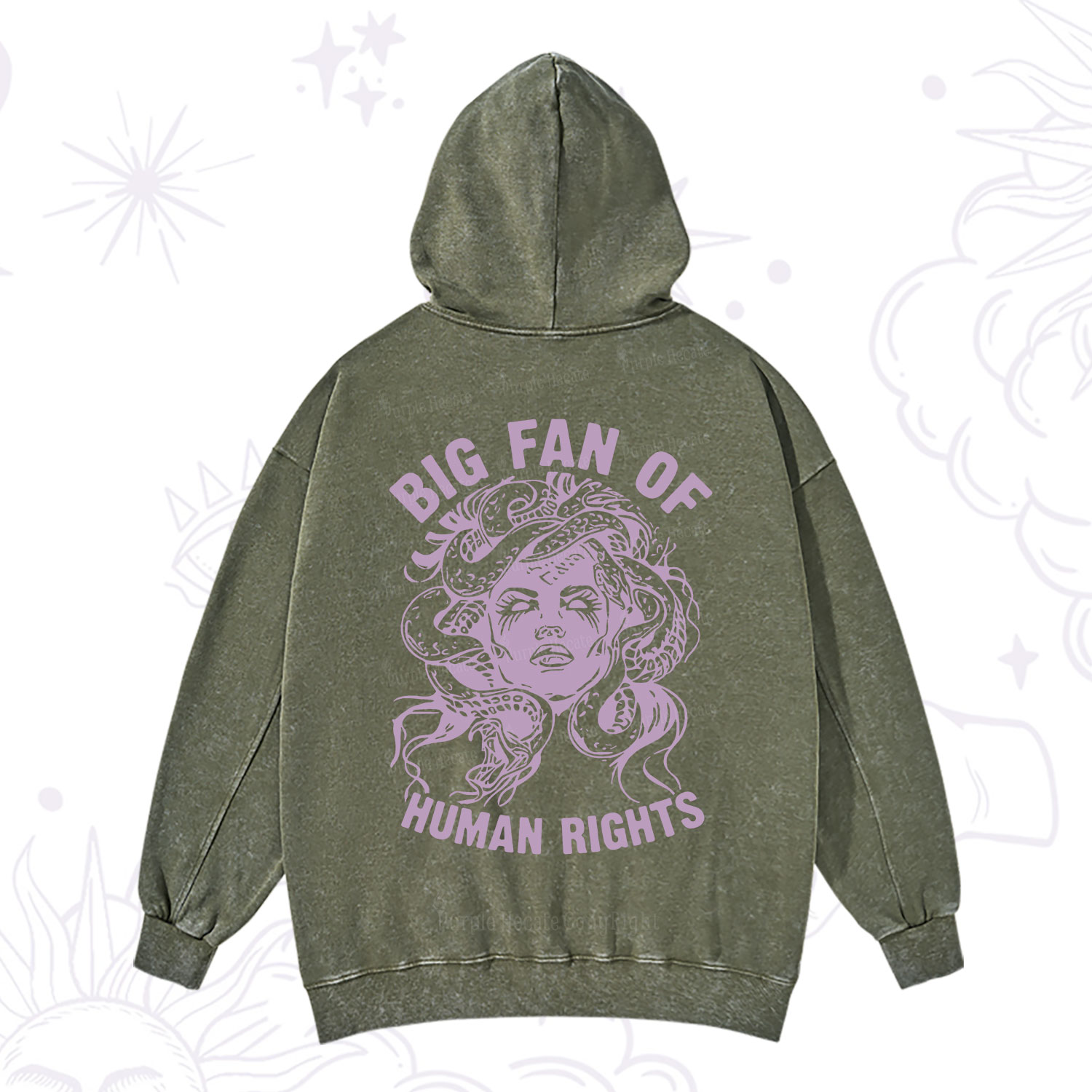 Purplehecate Big Fan of Human Rights Washed Hoodie