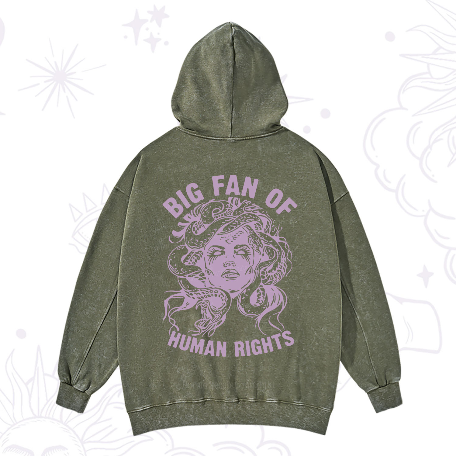 Purplehecate Big Fan of Human Rights Washed Hoodie