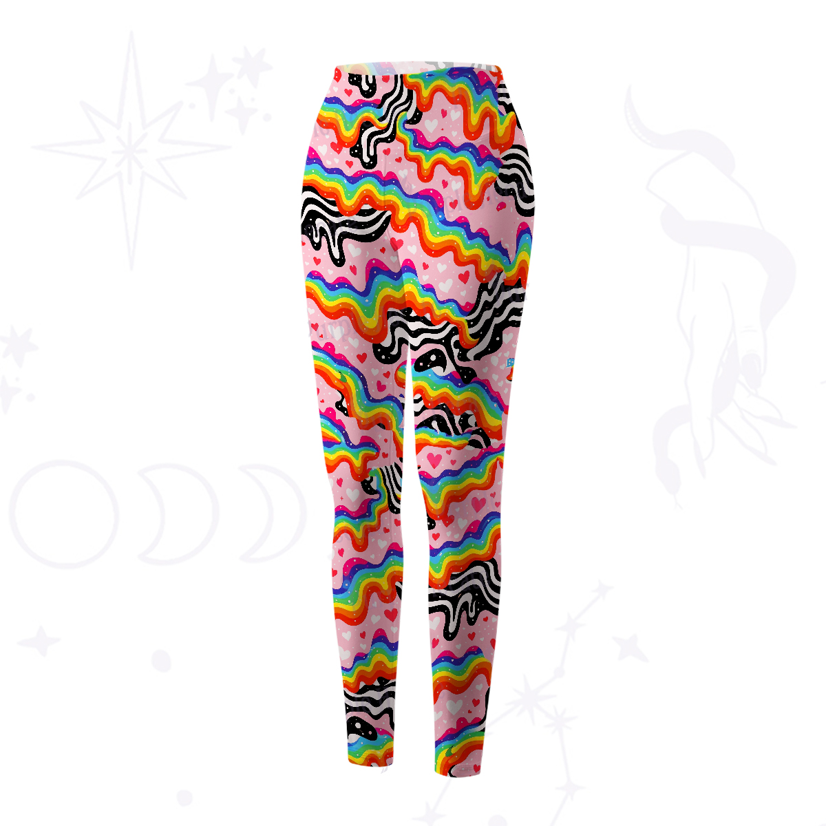 Purplehecate Groovy Melty Rainbow Hearts Wavy Yoga Pants