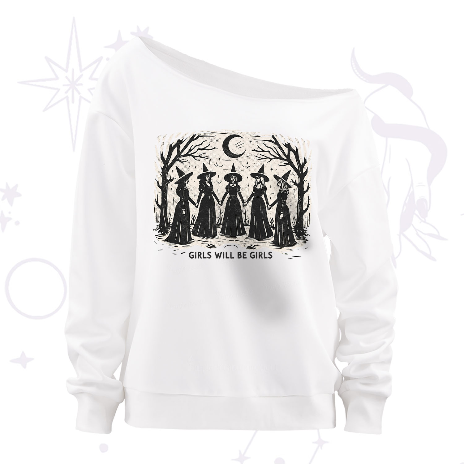 Purplehecate Girls Will Be Girls Off The Shoulder Sweatshirt
