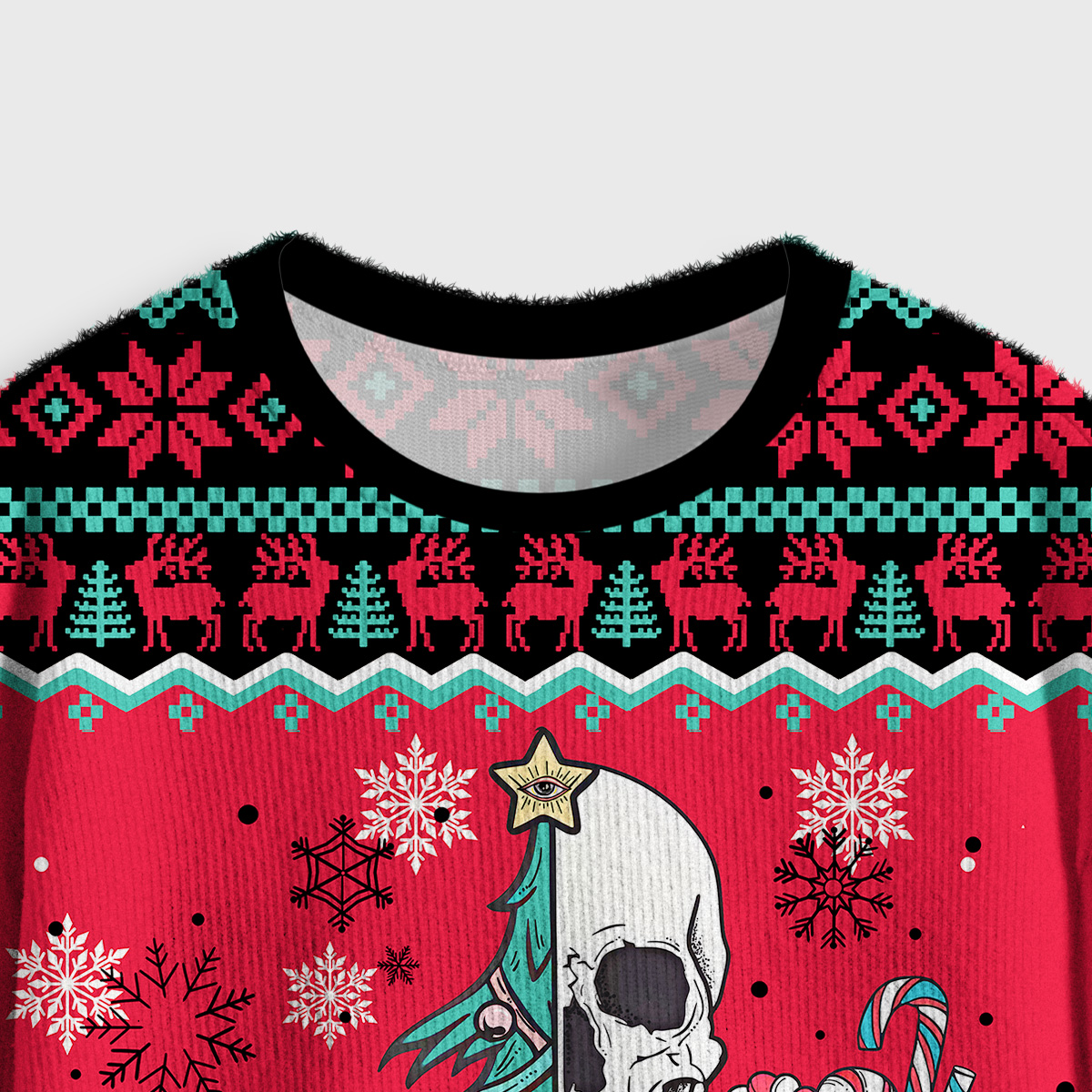 Purplehecate Sorta Merry Sorta Scary Christmas Crop Fuzzy Ugly Sweatshirt