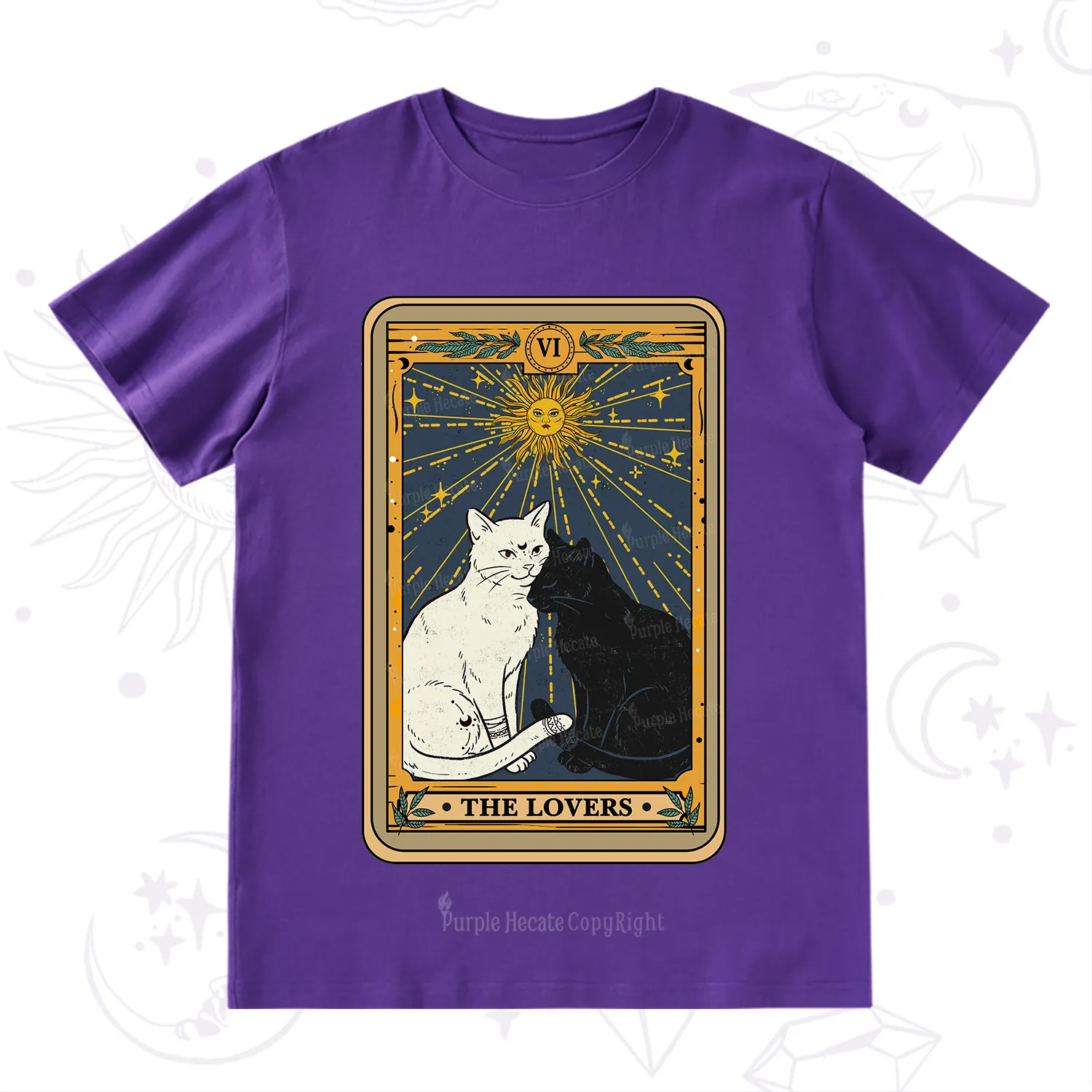 Purplehecate The Lovers Cat Tarot Card T-Shirt