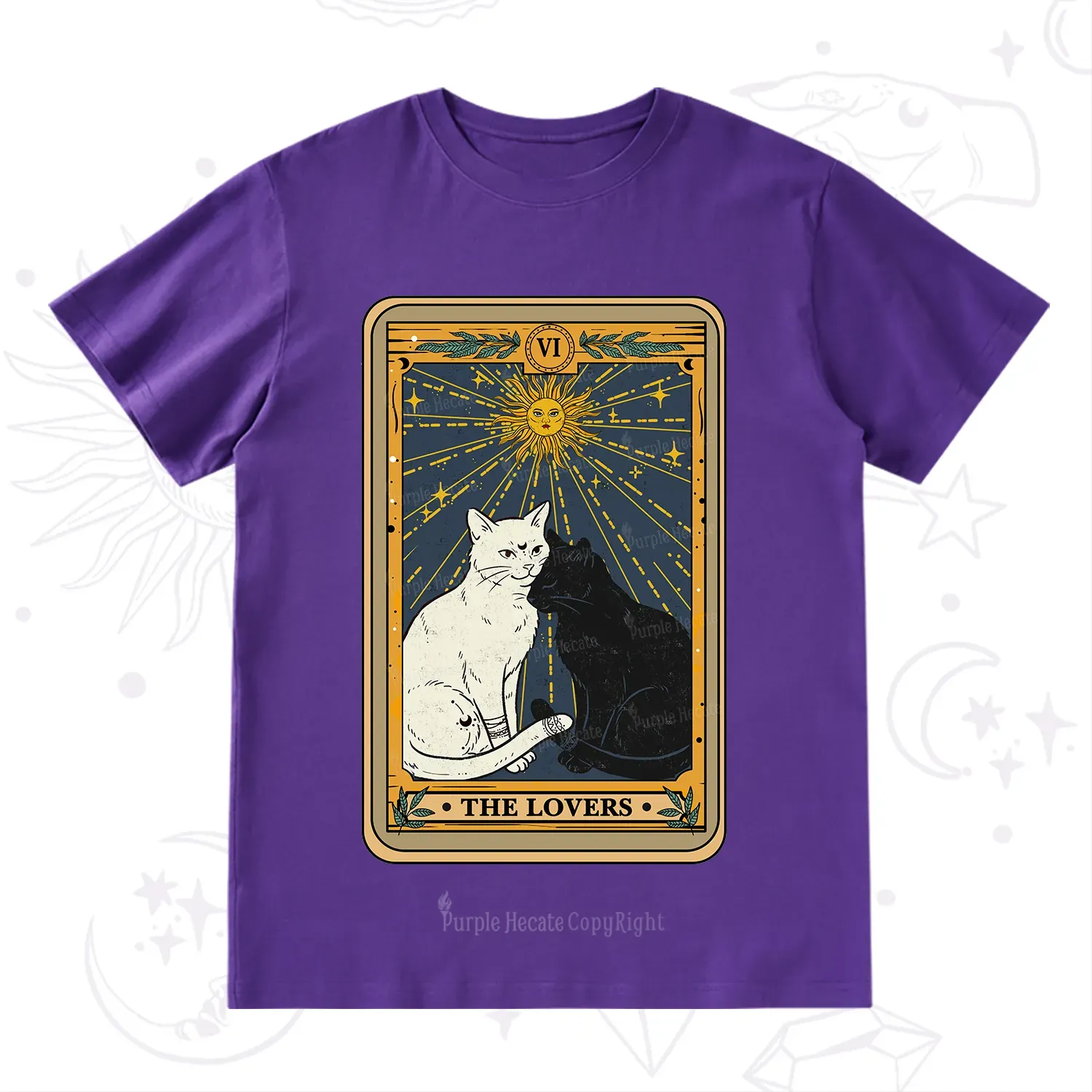 Purplehecate The Lovers Cat Tarot Card T-Shirt