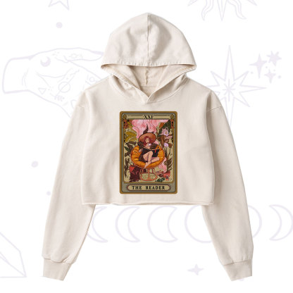 Purplehecate The Reader Tarot Card Washed Cropped Hoodie