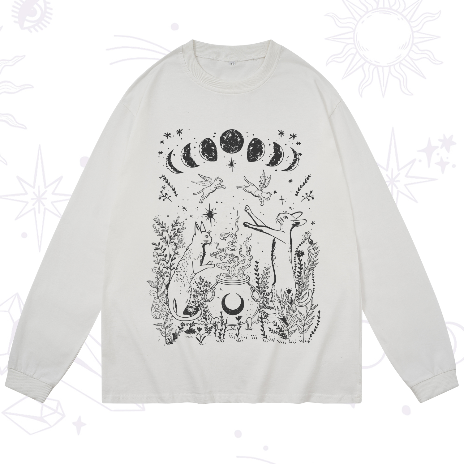 Purplehecate Celestial Cat Long Sleeve T-Shirt