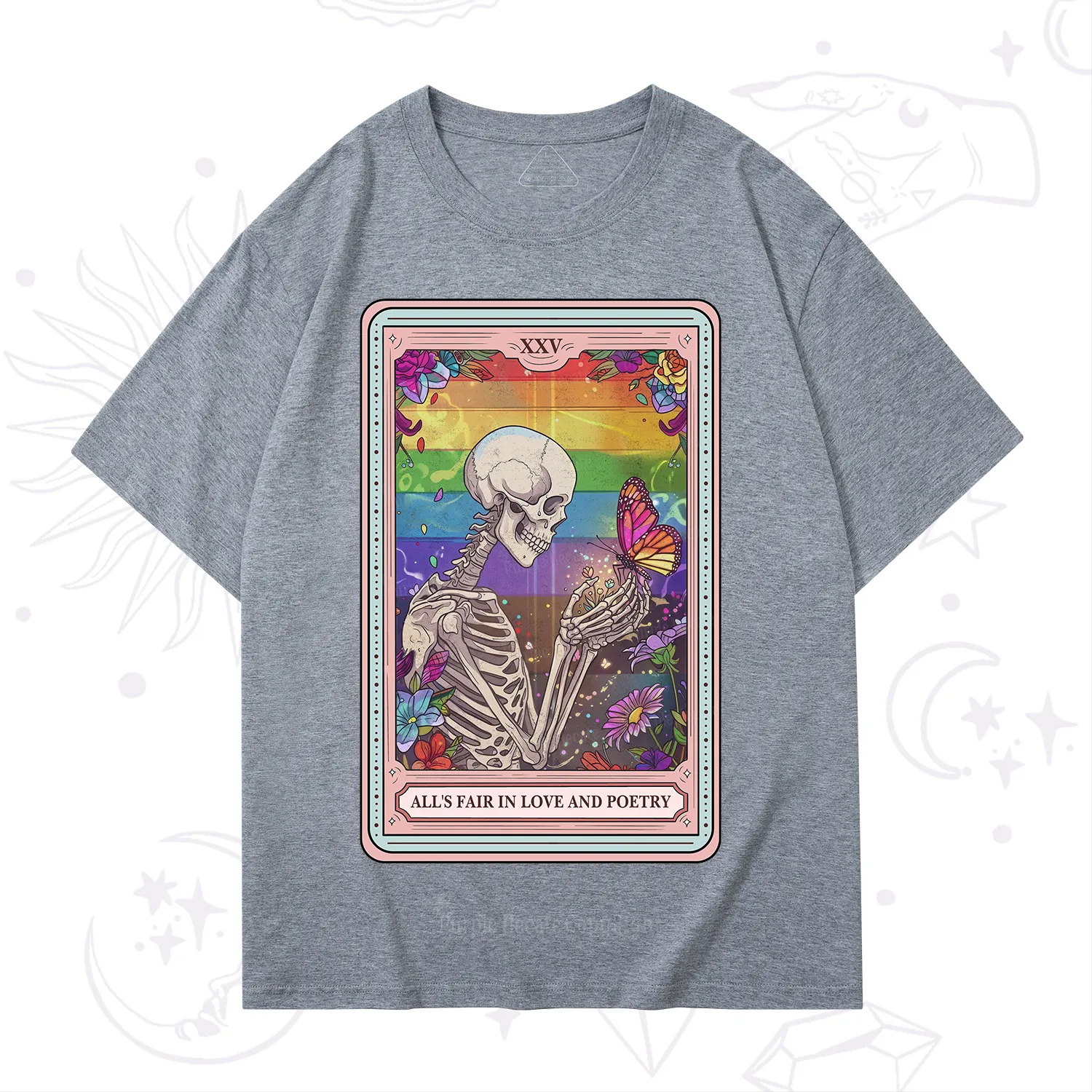 Purplehecate The All's Fair in Love and Poetry Skeleton Tarot T-Shirt