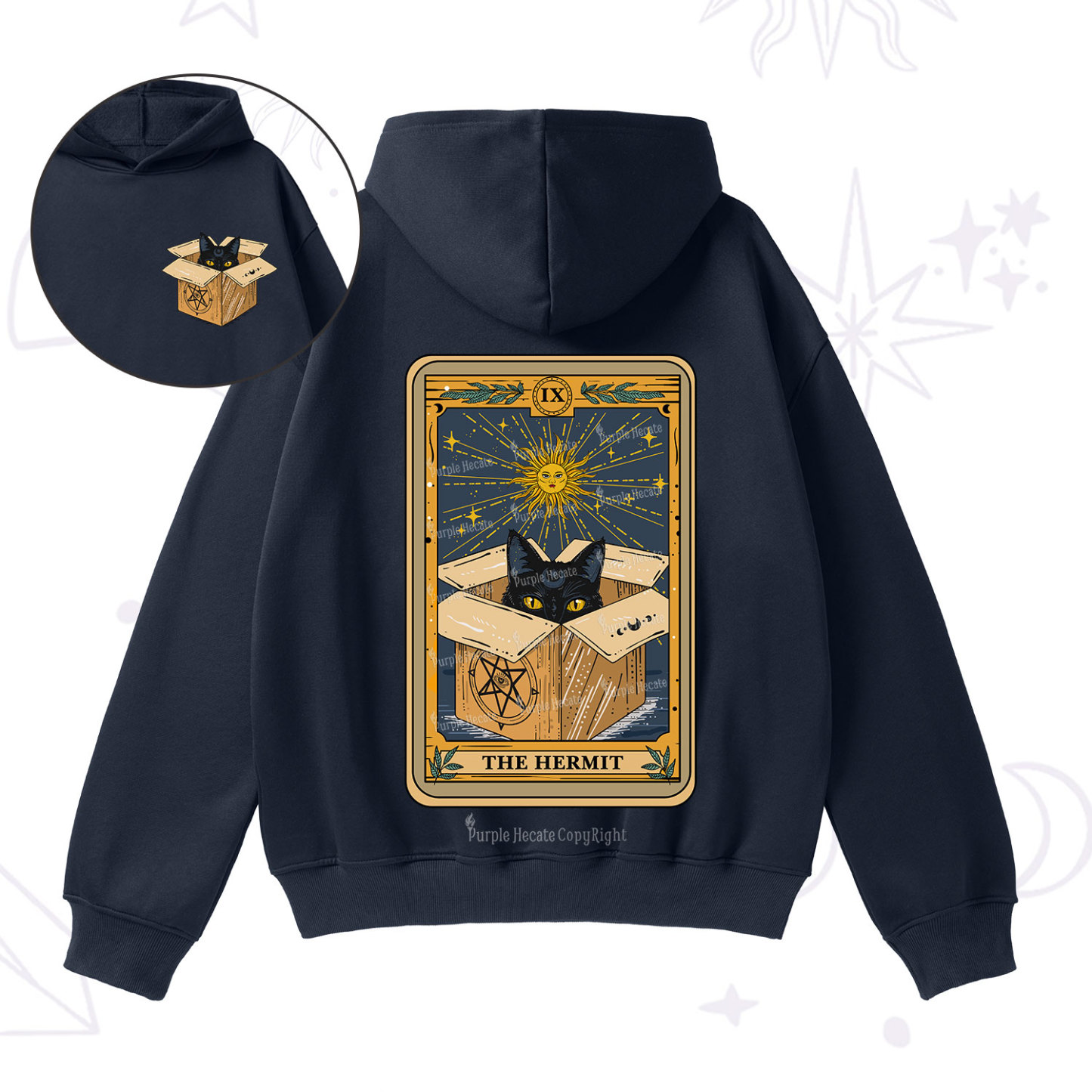 Purplehecate The Hermit Cat Tarot Card Fleece Hoodie Suit