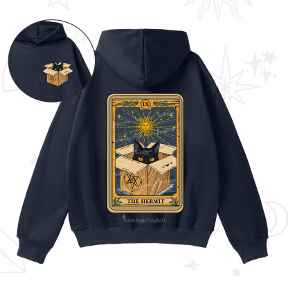 Purplehecate The Hermit Cat Tarot Card Fleece Hoodie Suit