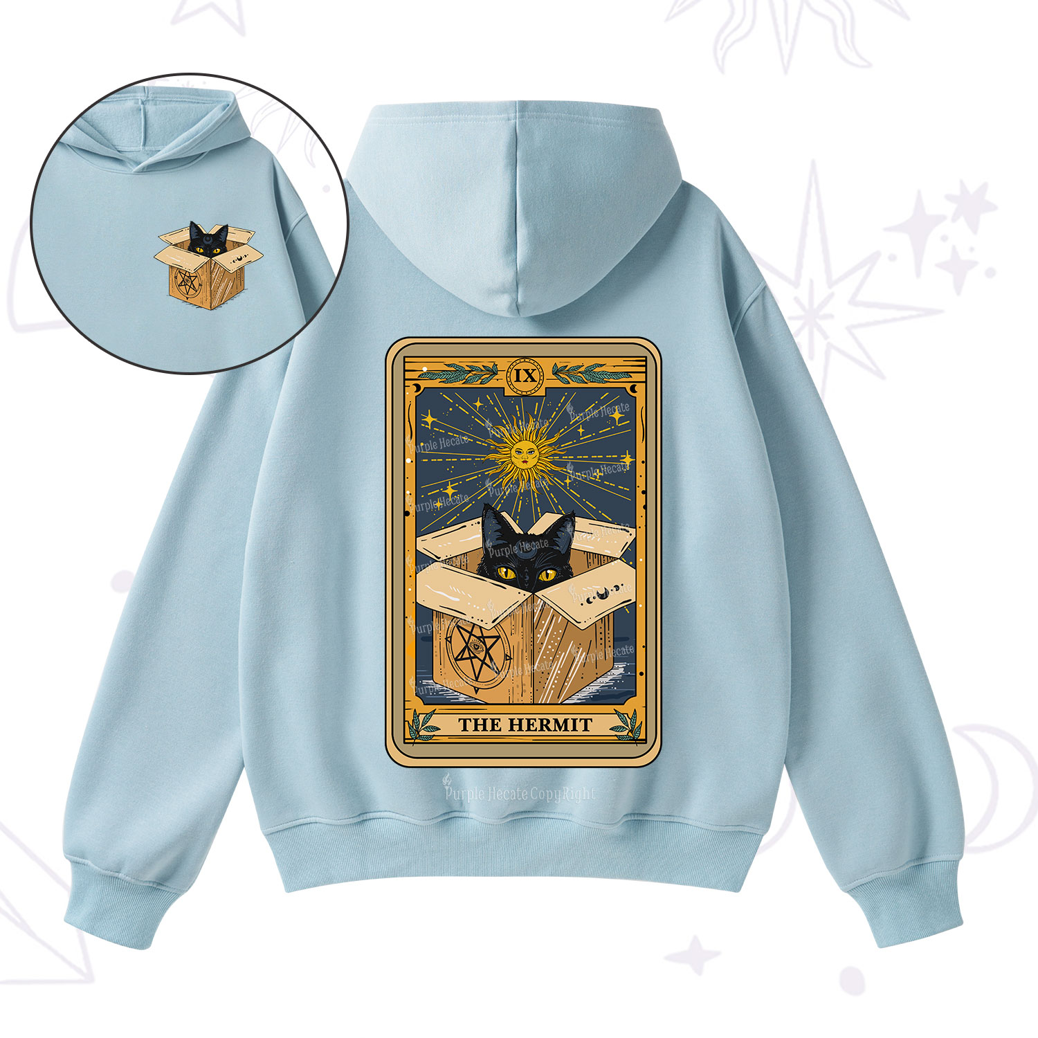 Purplehecate The Hermit Cat Tarot Card Fleece Hoodie Suit
