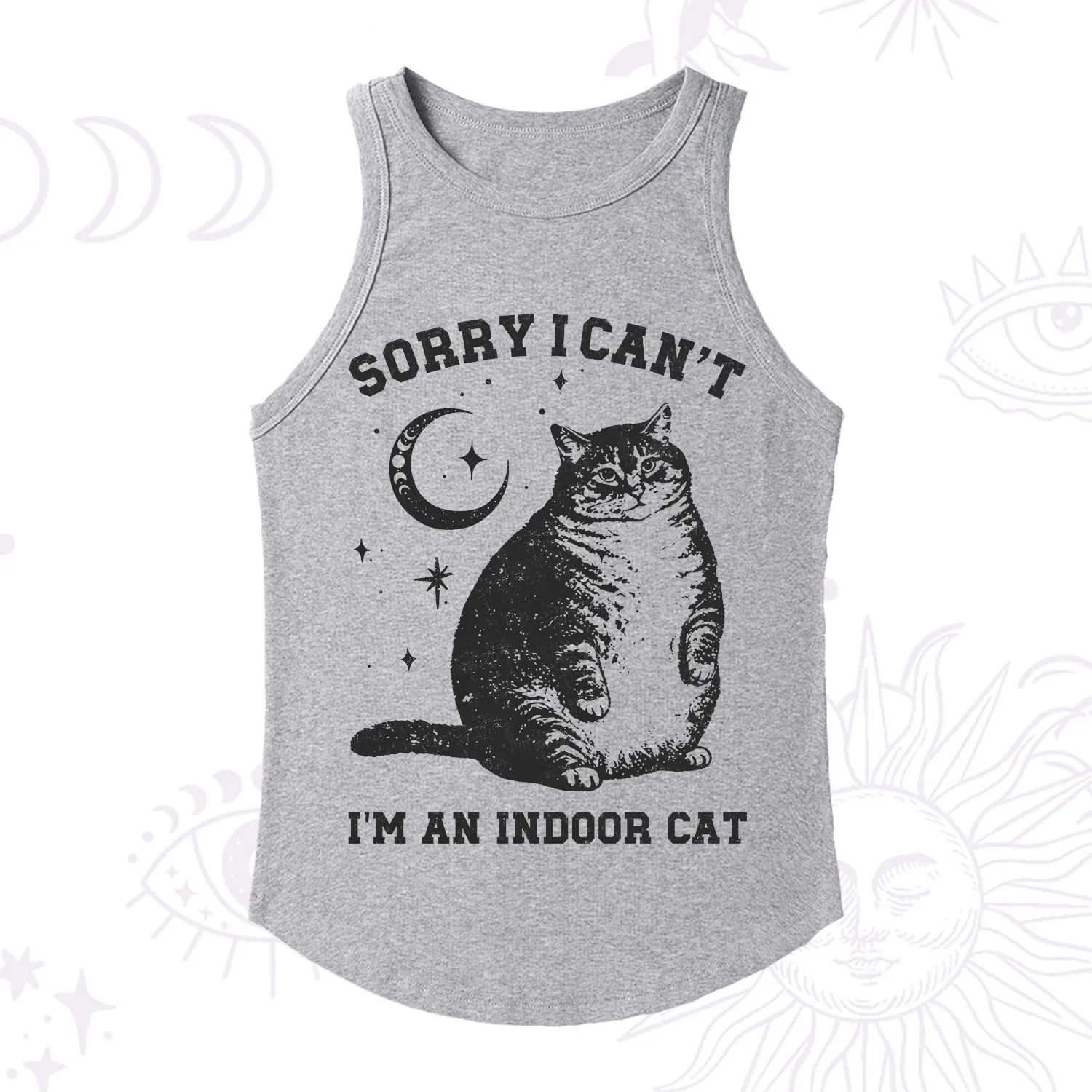 Purplehecate Sorry I Can't Go I'm an Indoor Cat Racerback Tank Top