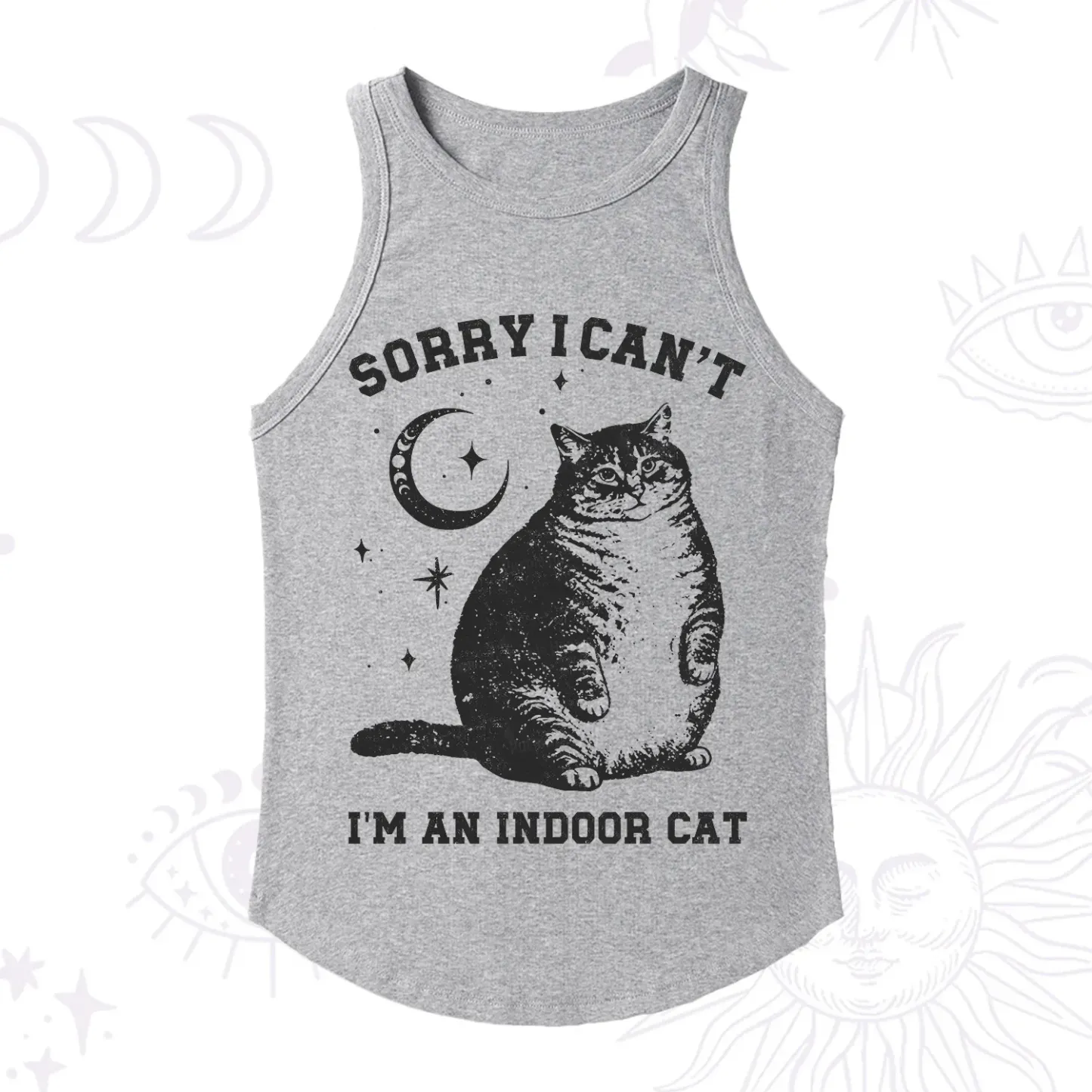 Purplehecate Sorry I Can't Go I'm an Indoor Cat Racerback Tank Top