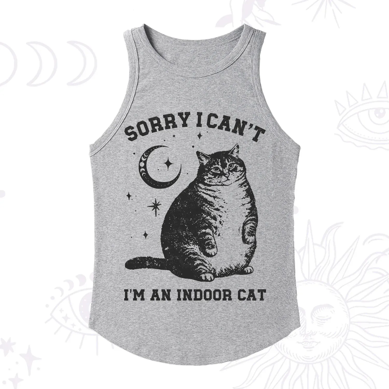 Purplehecate Sorry I Can't Go I'm an Indoor Cat Racerback Tank Top