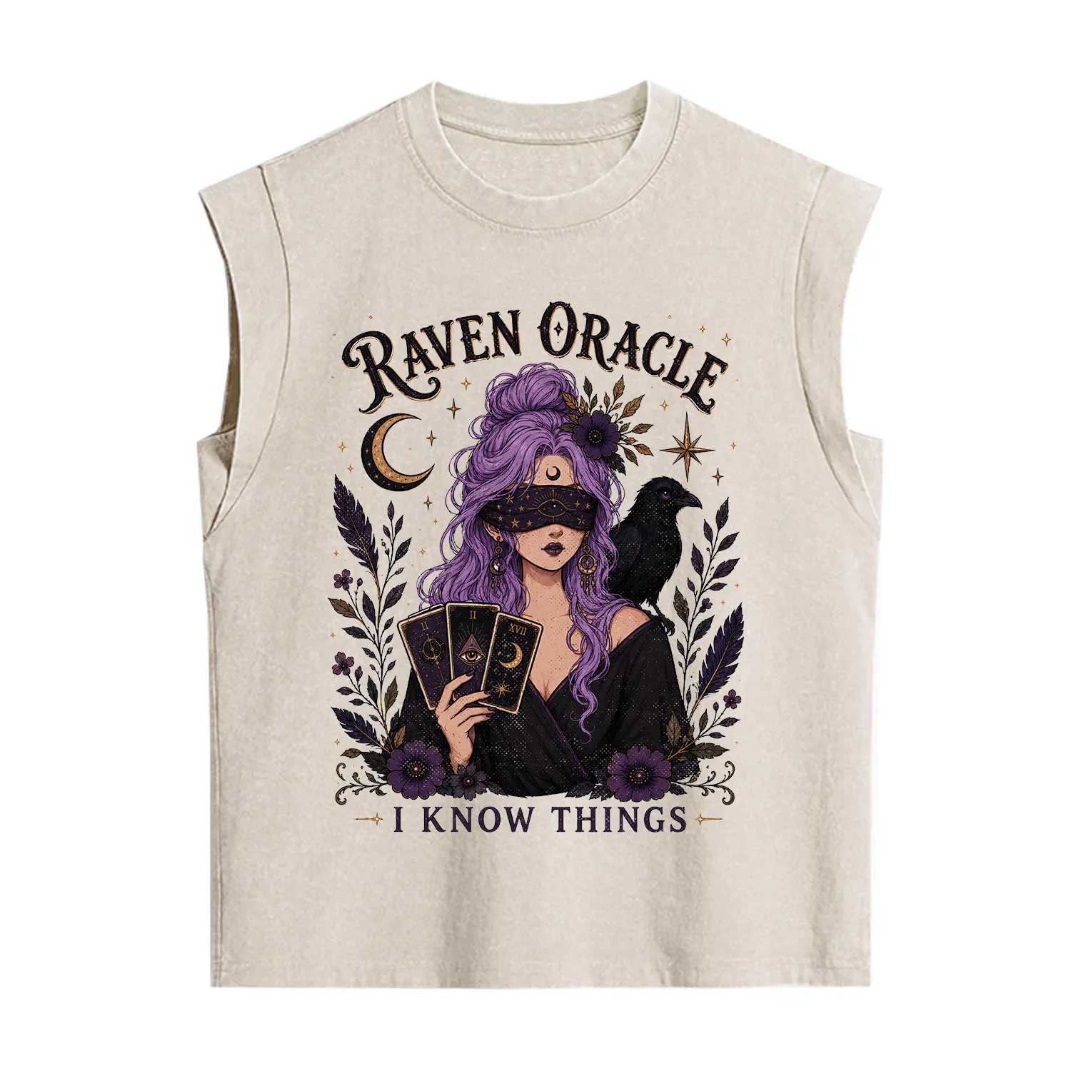 Purplehecate Raven Oracle I Know Things Witchy Vintage Washed Tank