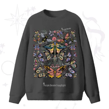 Purplehecate Mystical Butterfly & Moth Fuzzy Ugly Sweater
