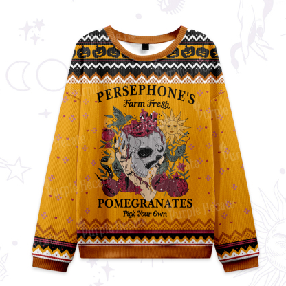 Purplehecate Persephone's Farm Fresh Pomegranates Pick Your Own Ugly Halloween Sweatshirts