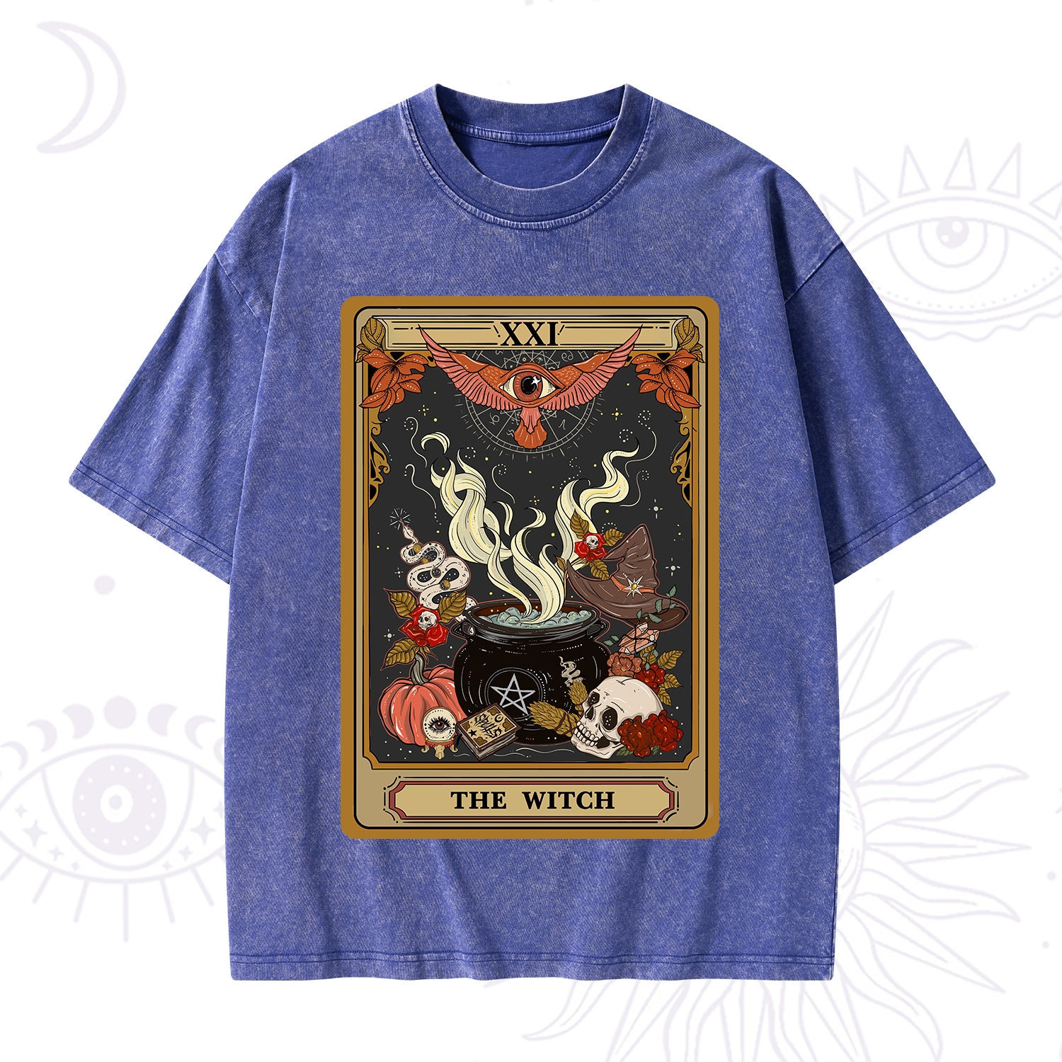 Purplehecate The Witch Magical Tarot Washed T-Shirt