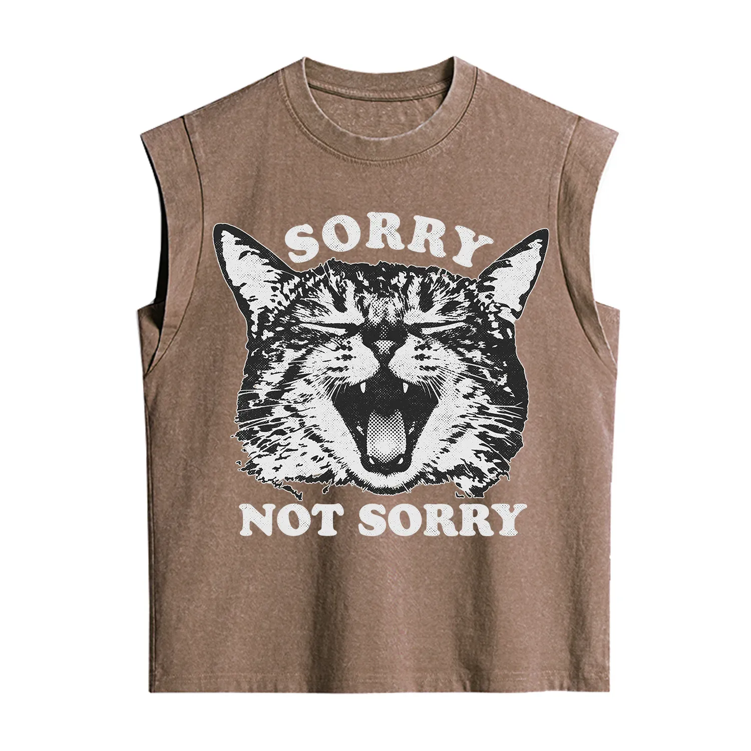Purplehecate Sorry Not Sorry Funny Cat Vintage Washed Tank