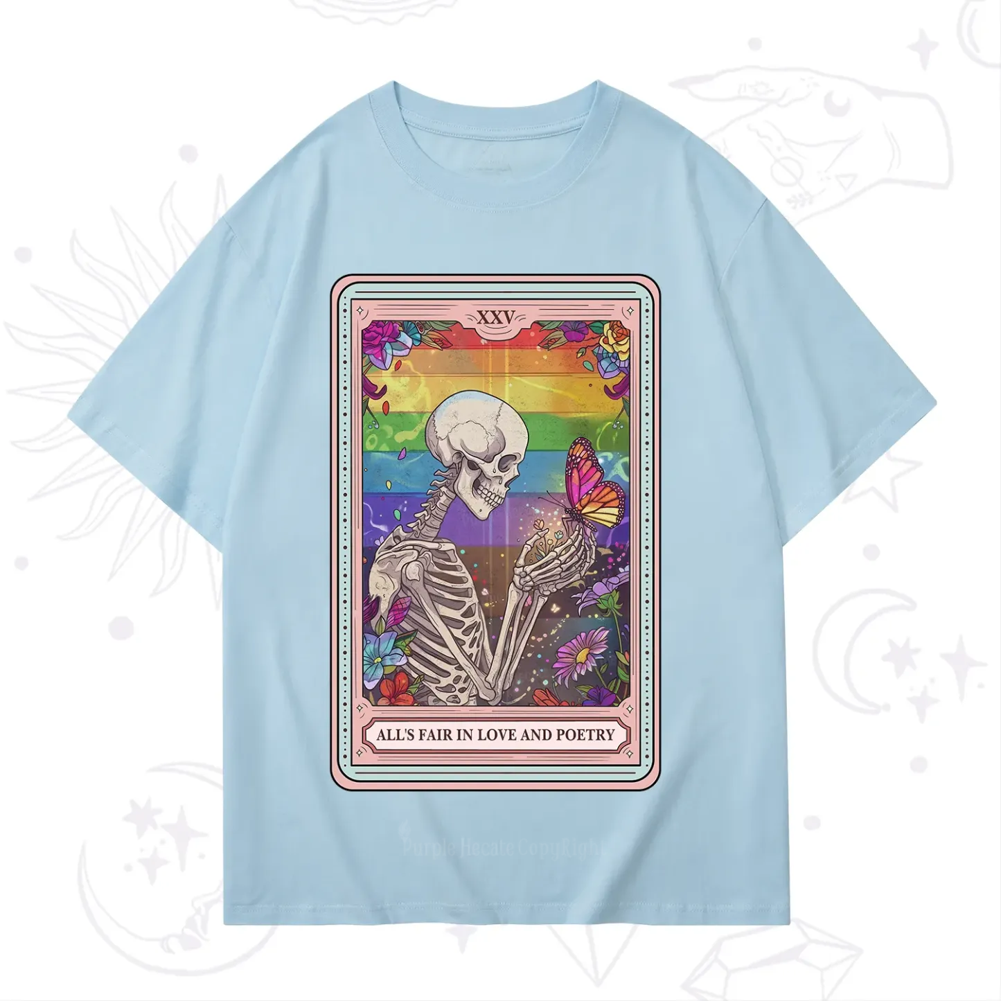 Purplehecate The All's Fair in Love and Poetry Skeleton Tarot T-Shirt