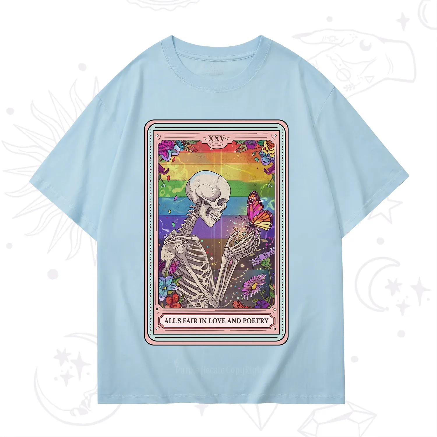 Purplehecate The All's Fair in Love and Poetry Skeleton Tarot T-Shirt