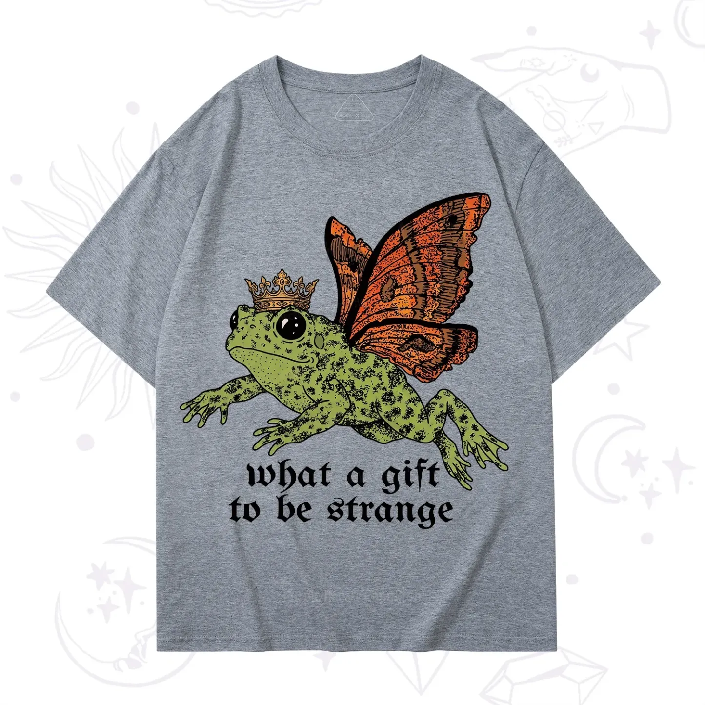 Purplehecate What a Gift to Be Strange Cat Frog T-Shirt
