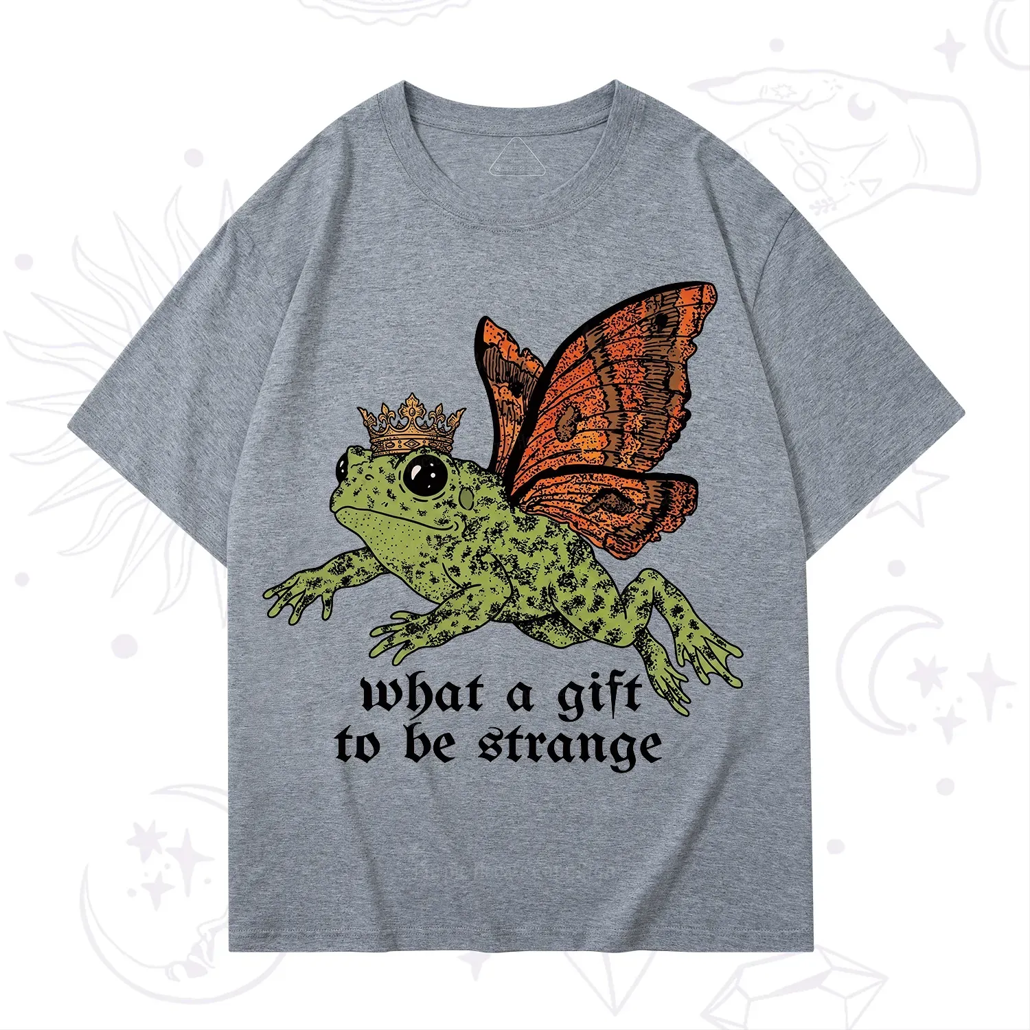 Purplehecate What a Gift to Be Strange Cat Frog T-Shirt