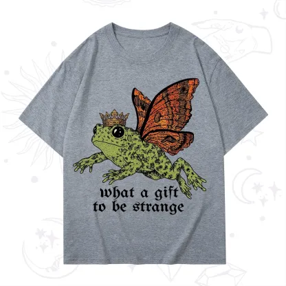 Purplehecate What a Gift to Be Strange Cat Frog T-Shirt