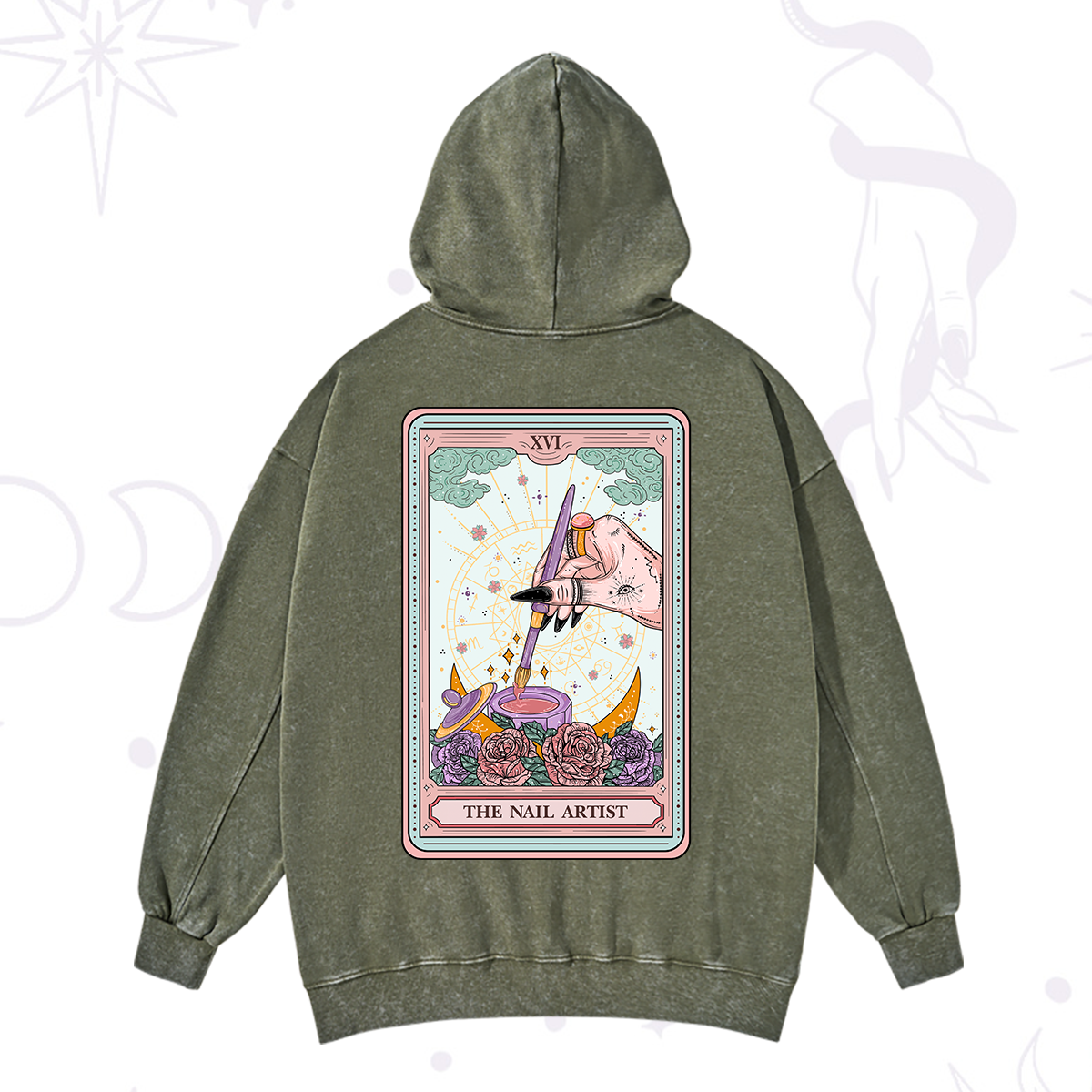 Purplehecate The Nail Artsit Tarot Card Washed Hoodie