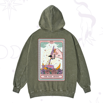 Purplehecate The Nail Artsit Tarot Card Washed Hoodie