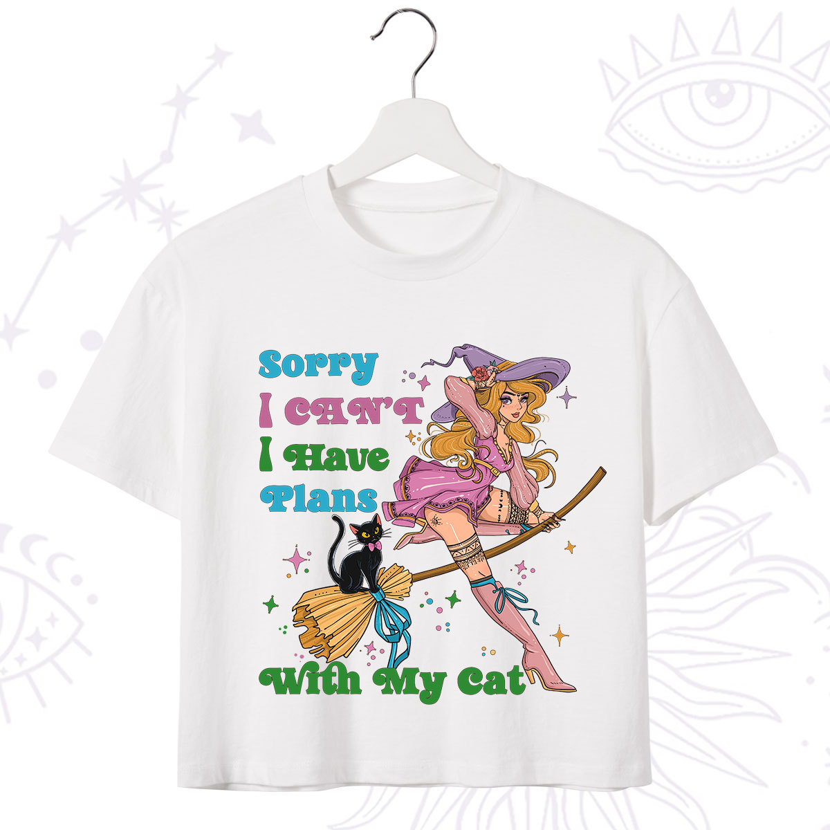 Purplehecate Sorry I Can��t I Have Plans With My Cat Crop T-Shirt