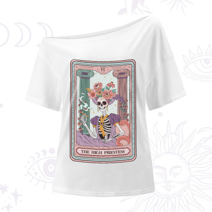 Purplehecate The High Priestess Skeleton Tarot One-Shoulder T-Shirt