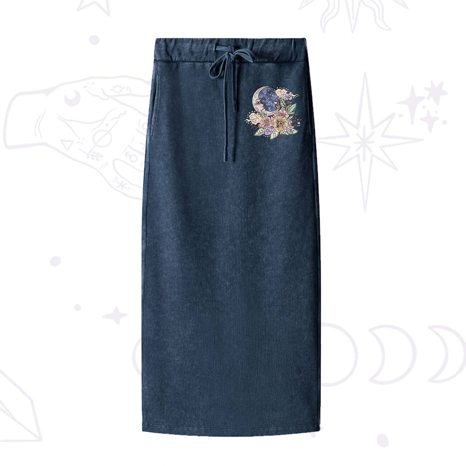 Purplehecate Let It Be Washed Drawstring Long Skirt