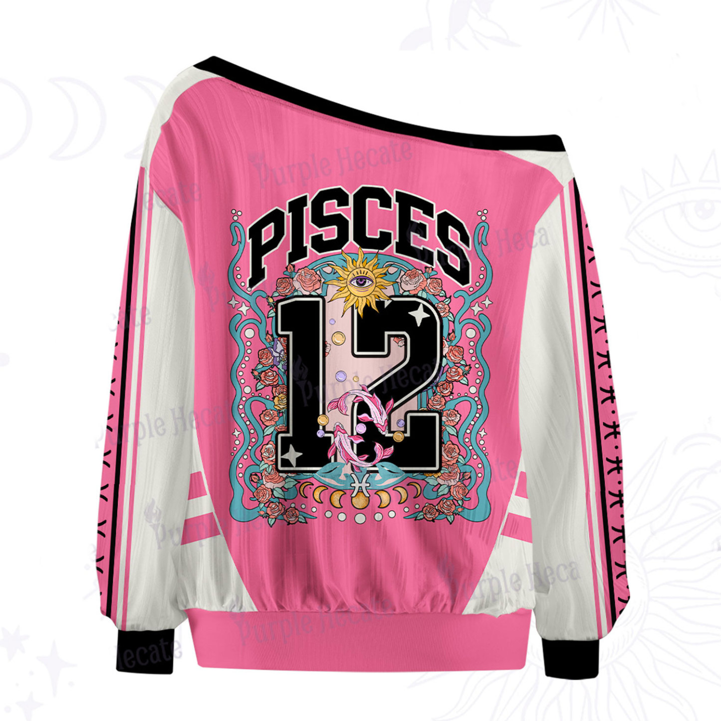 Purplehecate Pisces Spirit Zodiac Off The Shoulder Graphic Jersey